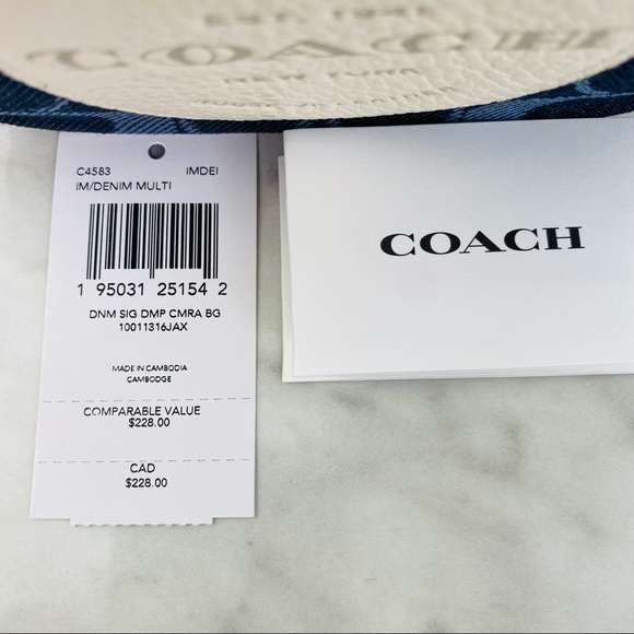 Coach Mini Dempsey Denim Camera Bag In Signature Jacquard With Coach Patch - Picture 10 of 11